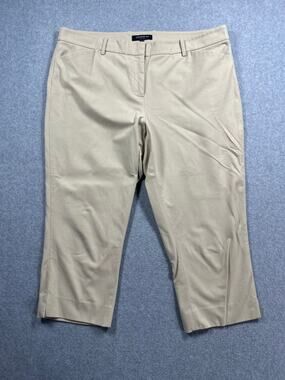 Lafayette 148 NY Cotton Stretch Capri Pant Women's 14 Beige Straight Leg